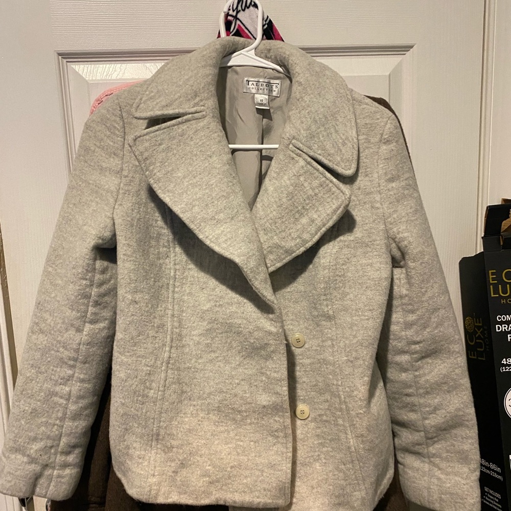 Gray wool short pea coat